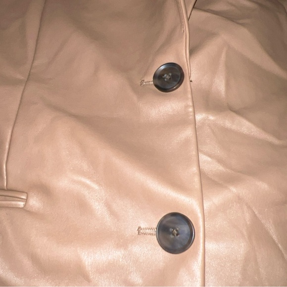 A New Day Women's Brown Faux Leather Blazer Jacket- Size Xl - Picture 5 of 10